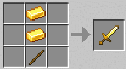 An image depicting the recipe for a gold sword.